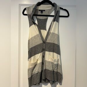 Banana Republic Gray/Cream Knit Wool/cashmere Cardigan Sweater Vest Top Sz S